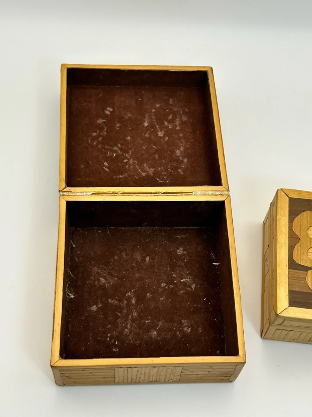Vintage Bamboo Butterfly Inlay Trinket Box Set of 2 Keepsakes Philippines
